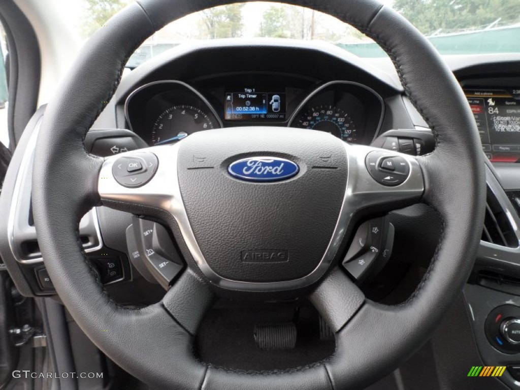 2012 Ford Focus Titanium 5-Door Charcoal Black Leather Steering Wheel Photo #58587681