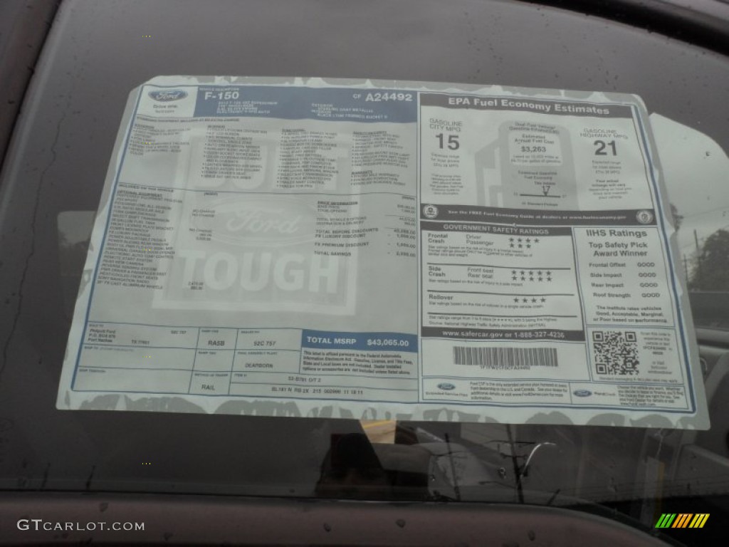 2012 Ford F150 FX2 SuperCrew Window Sticker Photo #58588998