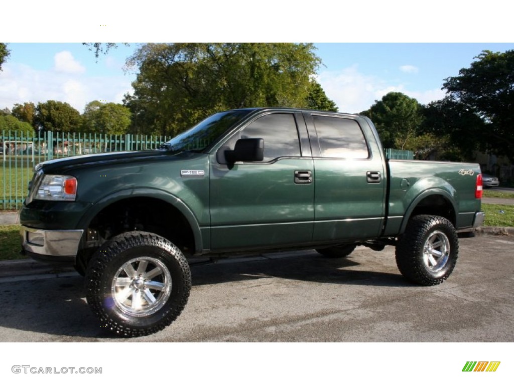 2004 F150 Lariat SuperCrew 4x4 - Aspen Green Metallic / Tan photo #2