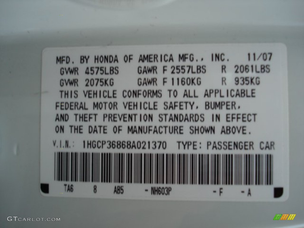 2008 Honda Accord EX-L V6 Sedan Parts Photos