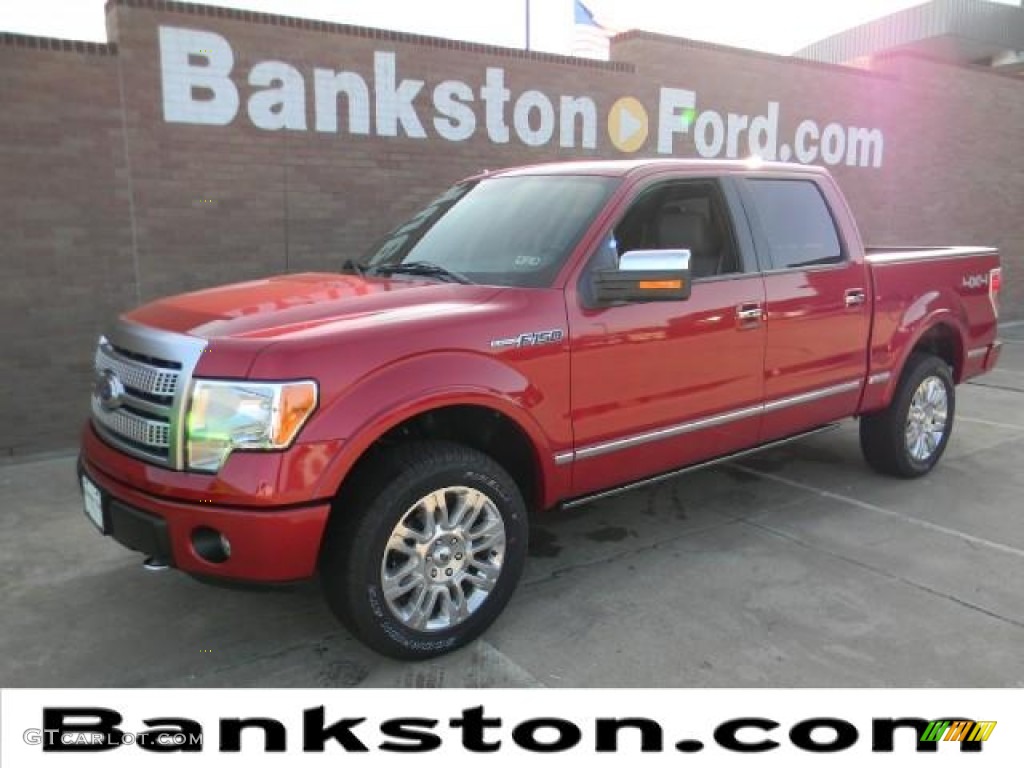 2011 F150 Platinum SuperCrew 4x4 - Red Candy Metallic / Steel Gray/Black photo #1