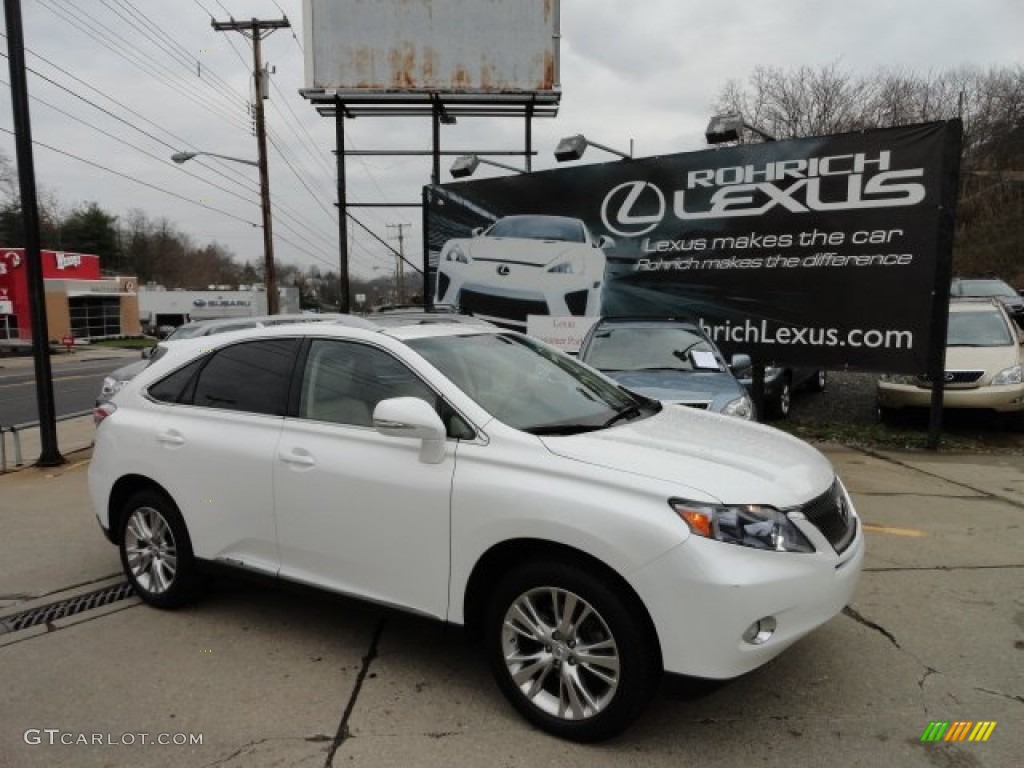 2011 RX 450h AWD Hybrid - Starfire White Pearl / Parchment photo #1