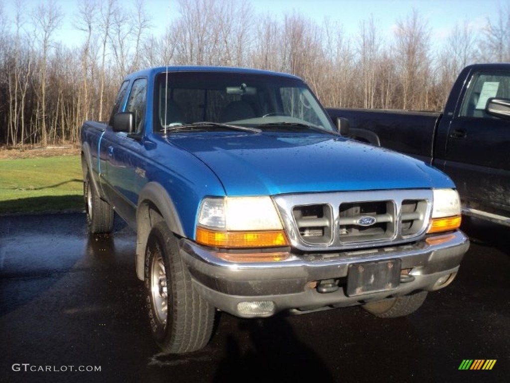 1998 Ranger XLT Extended Cab 4x4 - Bright Atlantic Blue Metallic / Medium Graphite photo #2