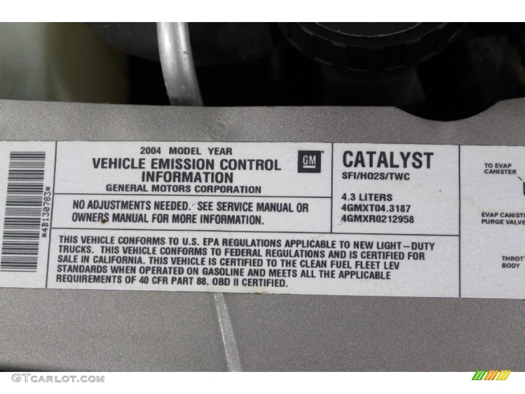 2004 Chevrolet Astro LS Passenger Van Info Tag Photo #58600512