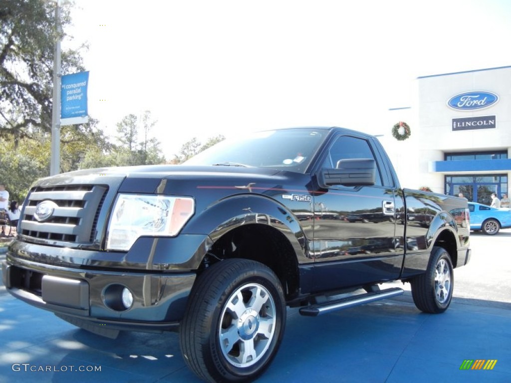 2010 F150 STX Regular Cab - Tuxedo Black / Medium Stone photo #1