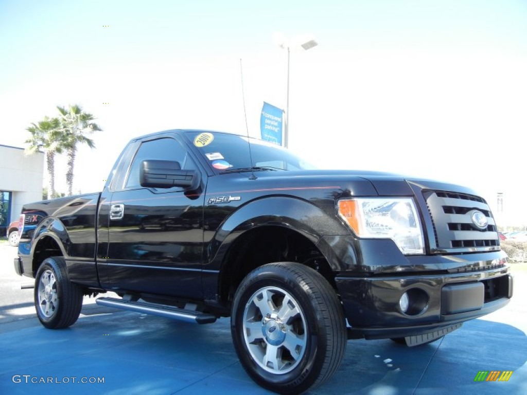 2010 F150 STX Regular Cab - Tuxedo Black / Medium Stone photo #7
