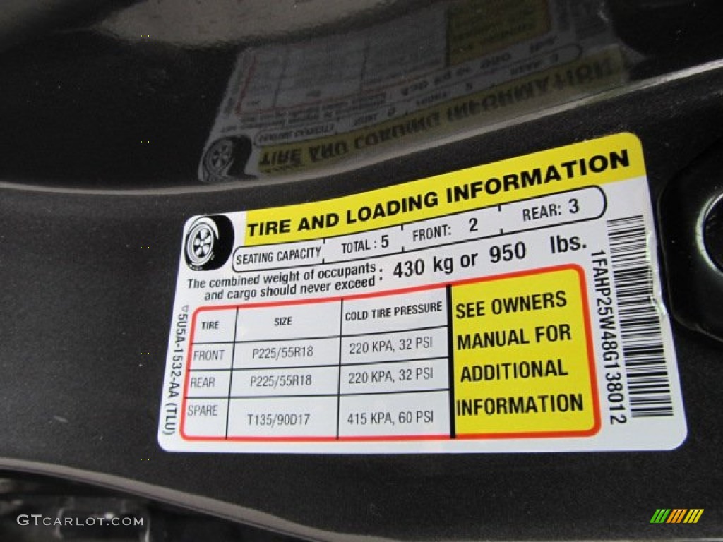 2008 Ford Taurus Limited Info Tag Photos