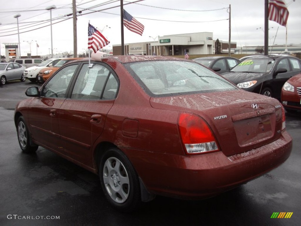 2002 Elantra GLS Sedan - Chianti Red / Beige photo #2