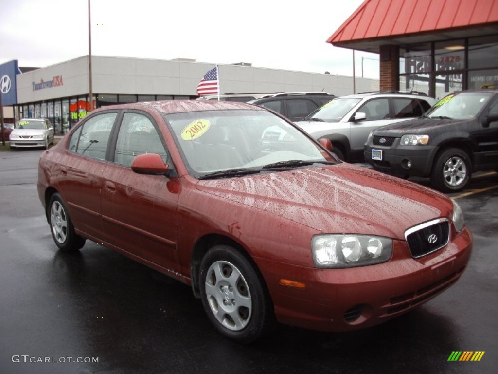 2002 Elantra GLS Sedan - Chianti Red / Beige photo #18