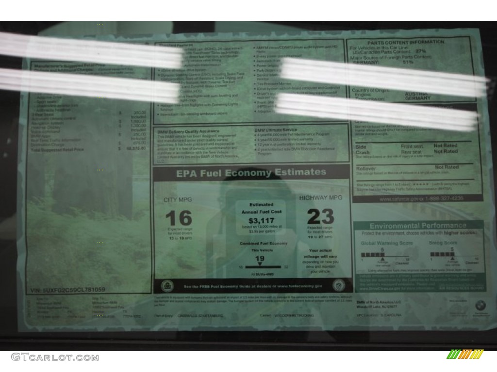 2012 BMW X6 xDrive35i Window Sticker Photos
