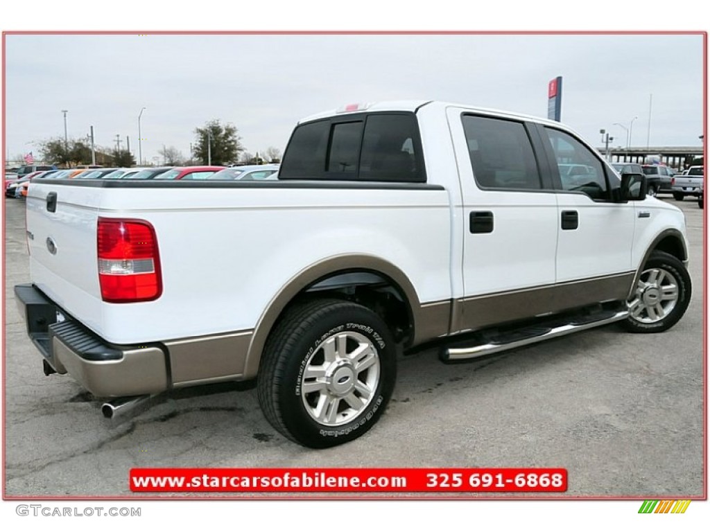 2004 F150 Lariat SuperCrew - Oxford White / Tan photo #6