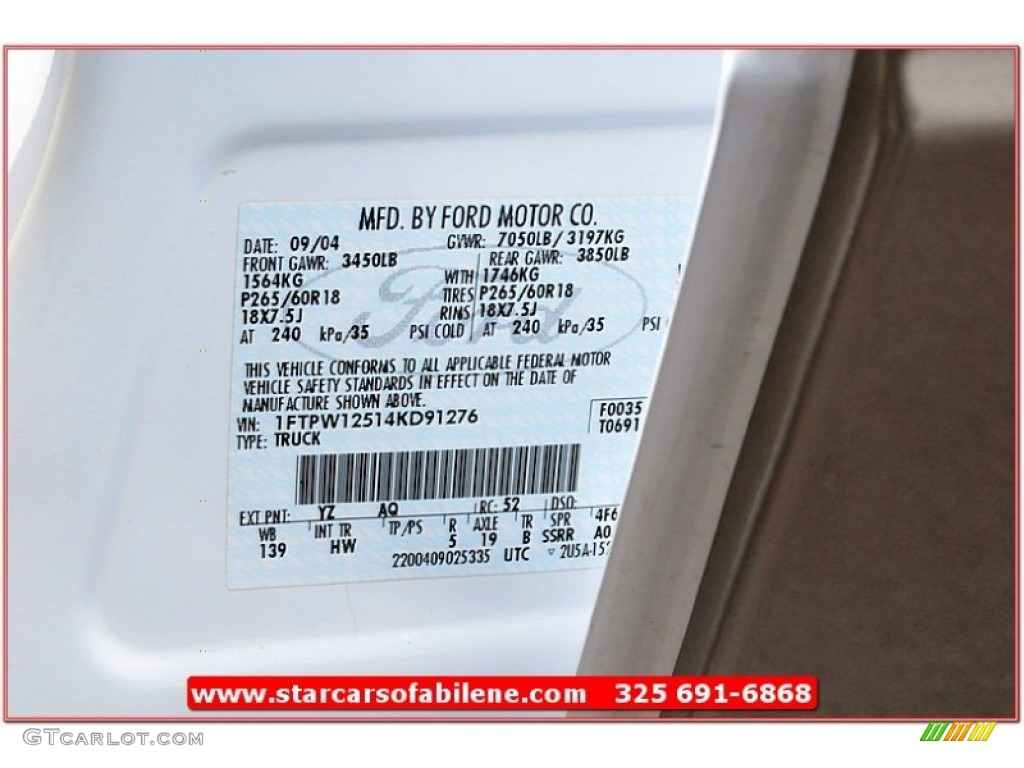 2004 F150 Lariat SuperCrew - Oxford White / Tan photo #13