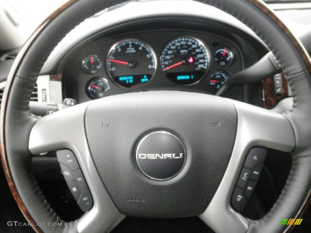 2012 GMC Sierra 2500HD Denali Crew Cab 4x4 Ebony Steering Wheel Photo #58631603