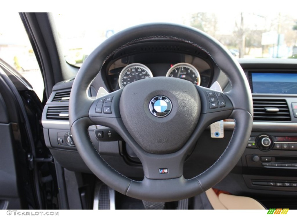 2010 BMW X5 M Standard X5 M Model Bamboo Beige Steering Wheel Photo #58631846