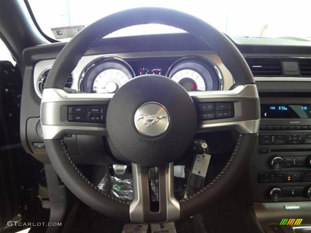 2012 Ford Mustang GT Premium Coupe Charcoal Black Steering Wheel Photo #58635119