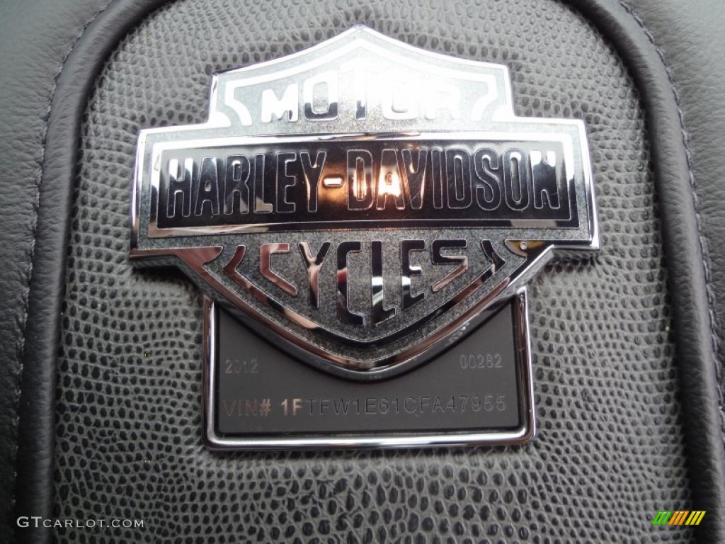 2012 Ford F150 Harley-Davidson SuperCrew 4x4 Harley-Davidson Badge in center arm rest Photo #58635419