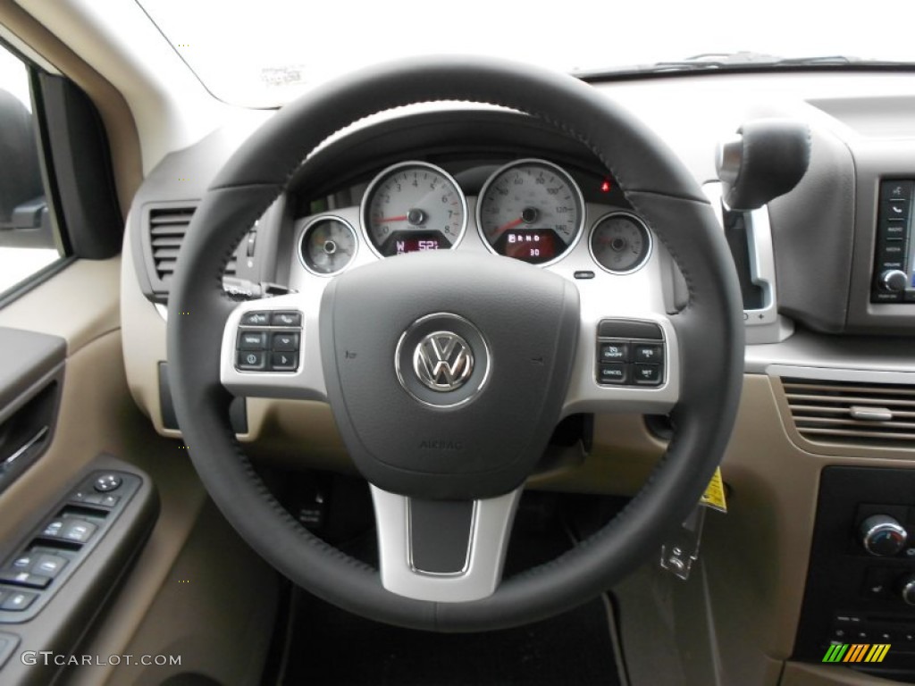 2012 Volkswagen Routan SE Sierra Sand Steering Wheel Photo #58635716