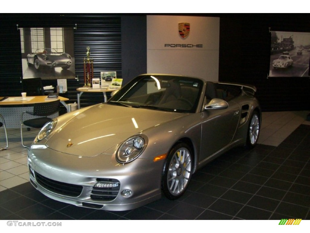 2012 911 Turbo S Cabriolet - Platinum Silver Metallic / Espresso Natural Leather photo #1