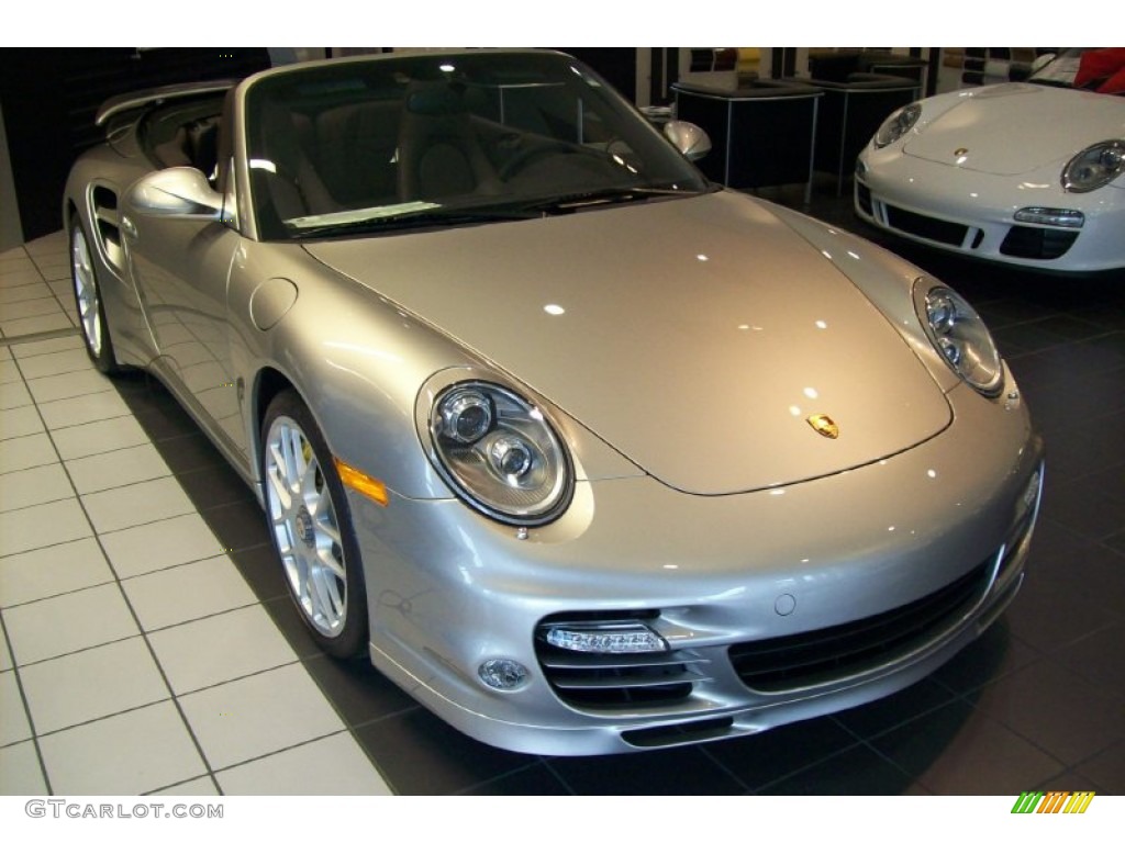 2012 911 Turbo S Cabriolet - Platinum Silver Metallic / Espresso Natural Leather photo #3