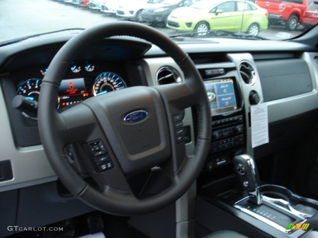 2011 Ford F150 FX4 SuperCab 4x4 Black Steering Wheel Photo #58638994