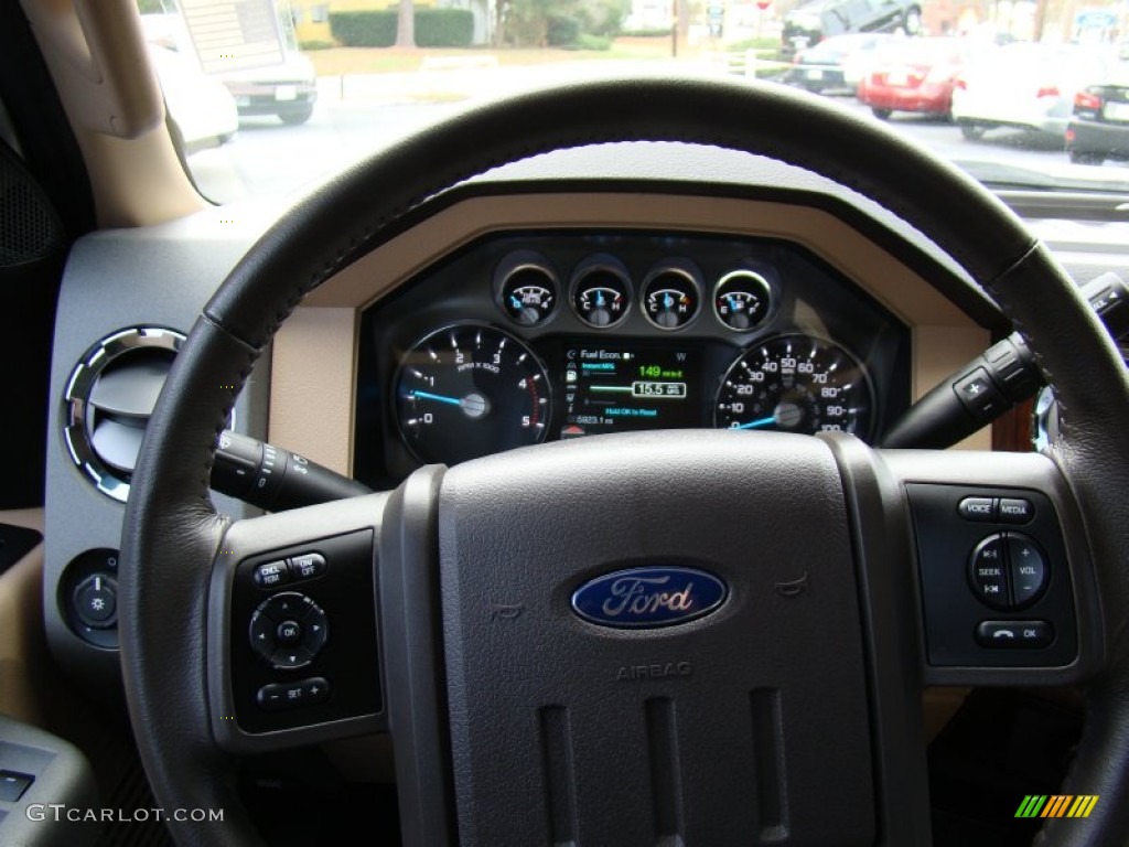 2011 Ford F350 Super Duty Lariat Crew Cab 4x4 Dually Adobe Steering Wheel Photo #58646171