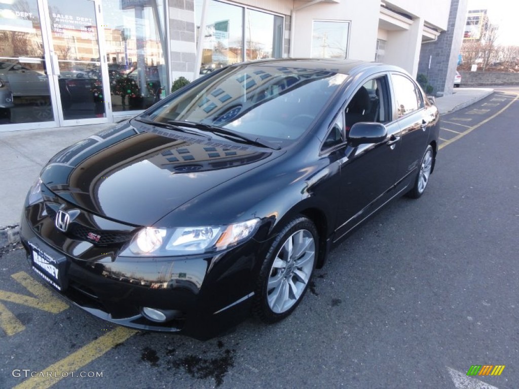 2010 Civic Si Sedan - Crystal Black Pearl / Black photo #1