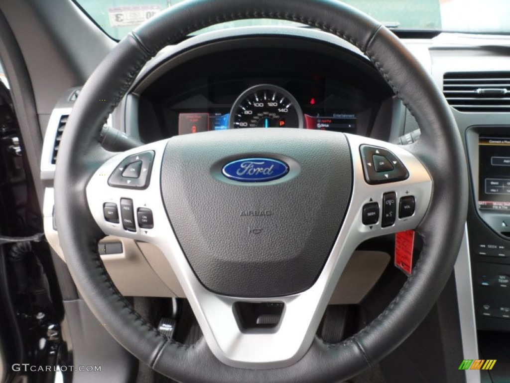 2012 Ford Explorer XLT Medium Light Stone Steering Wheel Photo #58655047