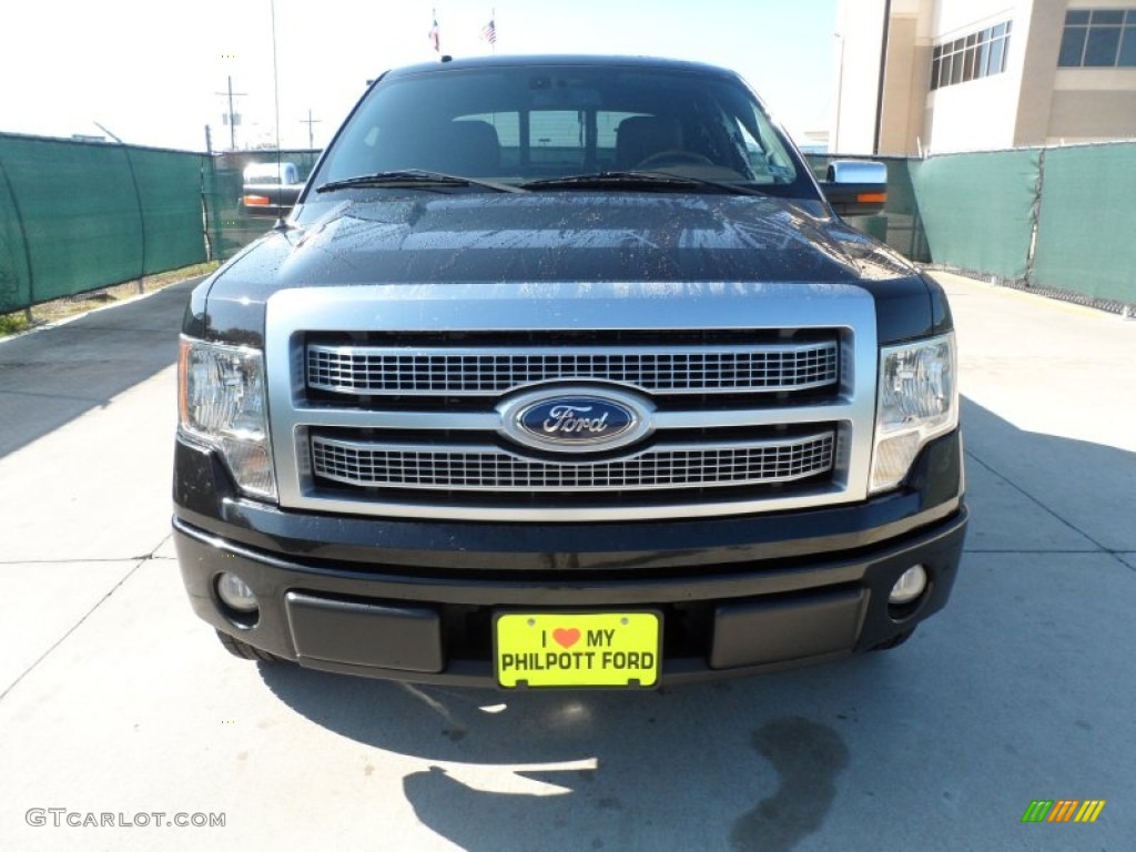 2010 F150 Platinum SuperCrew - Tuxedo Black / Sienna Brown Leather/Black photo #8