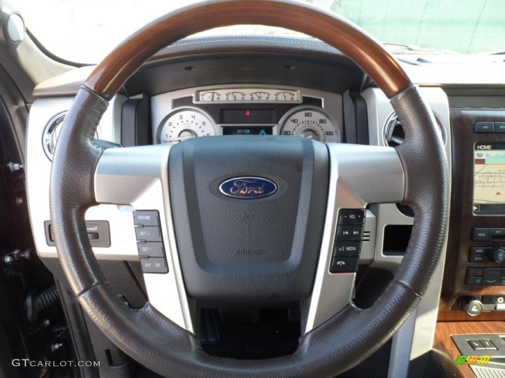 2010 Ford F150 Platinum SuperCrew Sienna Brown Leather/Black Steering Wheel Photo #58655759