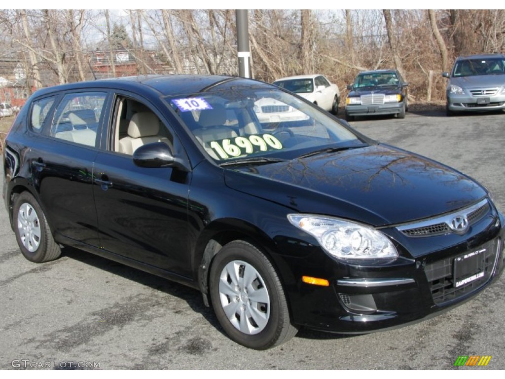 2010 Elantra Touring GLS - Ebony Black / Beige photo #3