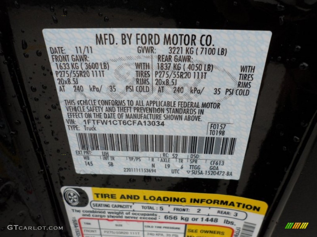 2012 F150 Color Code UH for Tuxedo Black Metallic Photo #58659872