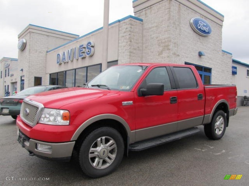 2004 F150 Lariat SuperCrew 4x4 - Bright Red / Black photo #1