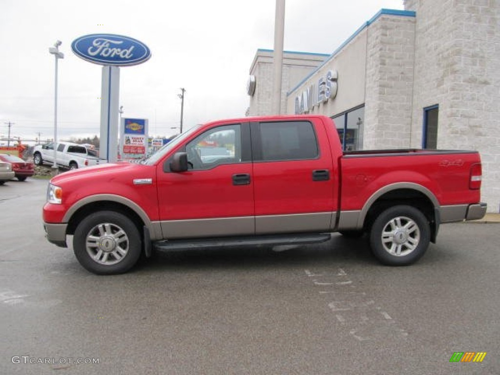 2004 F150 Lariat SuperCrew 4x4 - Bright Red / Black photo #2