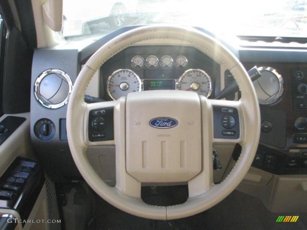 2008 Ford F250 Super Duty Lariat Crew Cab Camel Steering Wheel Photo #58669112