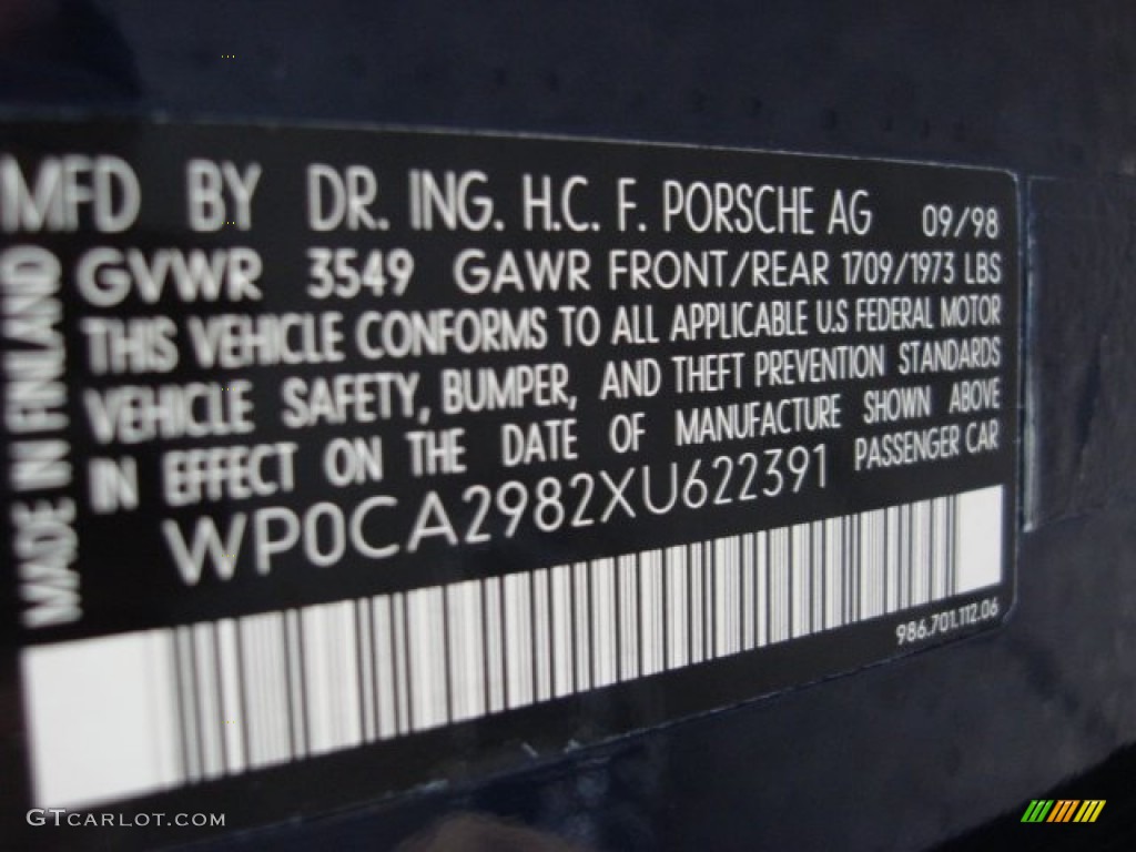 1999 Boxster  - Ocean Blue Metallic / Graphite Grey photo #24