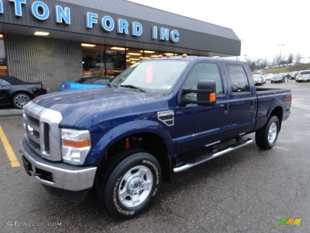 2009 F250 Super Duty XLT Crew Cab 4x4 - Dark Blue Pearl Metallic / Medium Stone photo #8