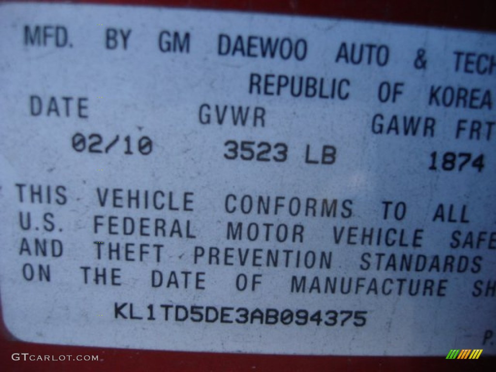 2010 Aveo LT Sedan - Sport Red / Charcoal photo #21