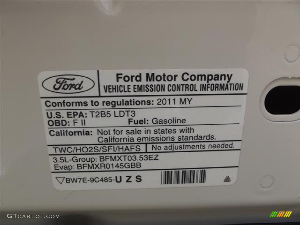 2011 Ford Explorer XLT Info Tag Photos