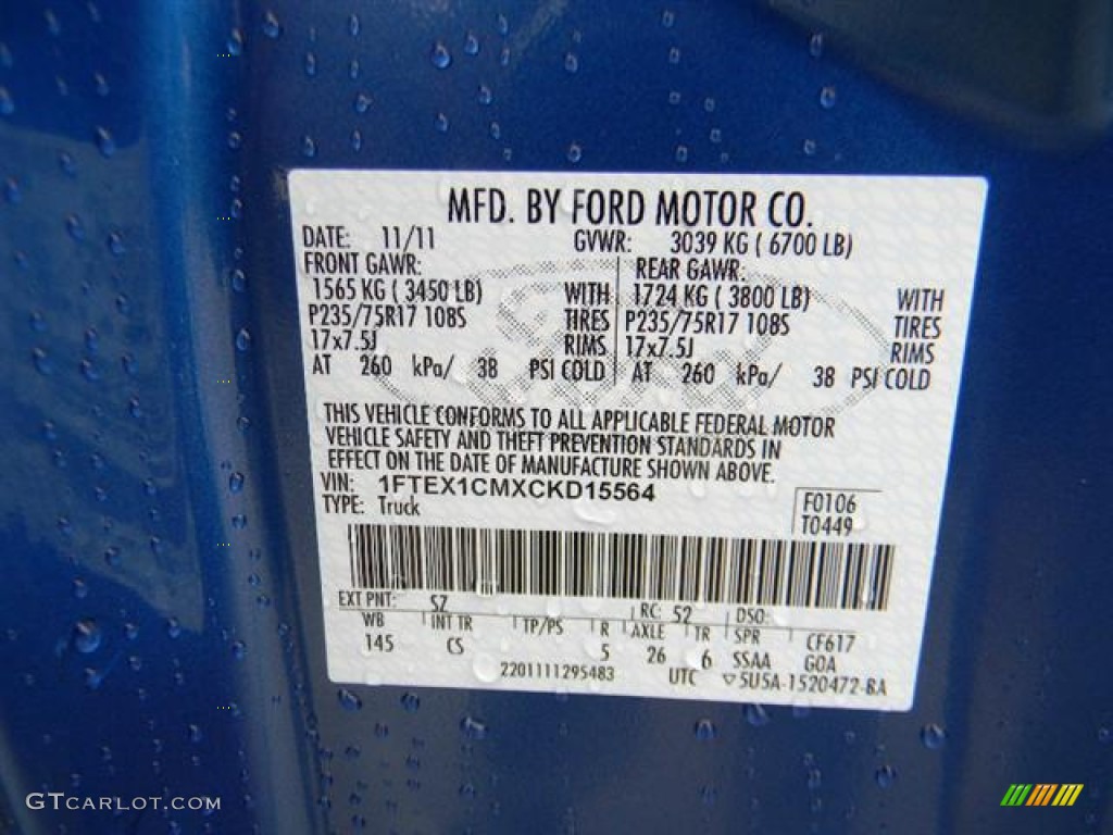 2012 F150 STX SuperCab - Blue Flame Metallic / Steel Gray photo #13