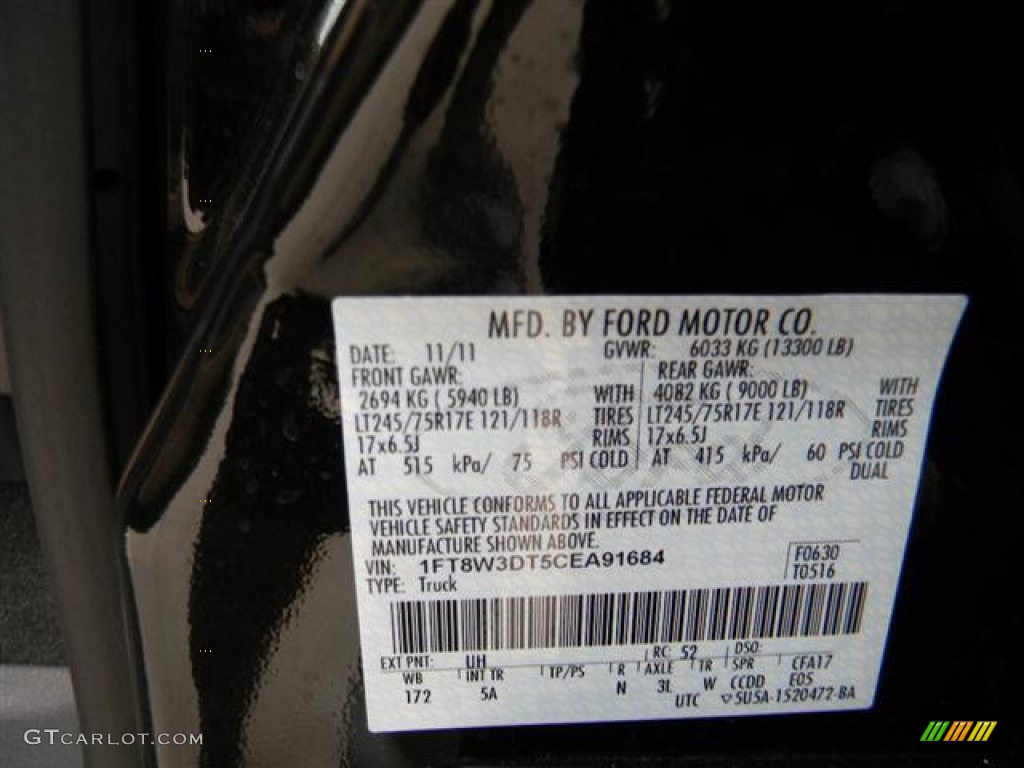 2012 F350 Super Duty Color Code UH for Tuxedo Black Metallic Photo #58695698