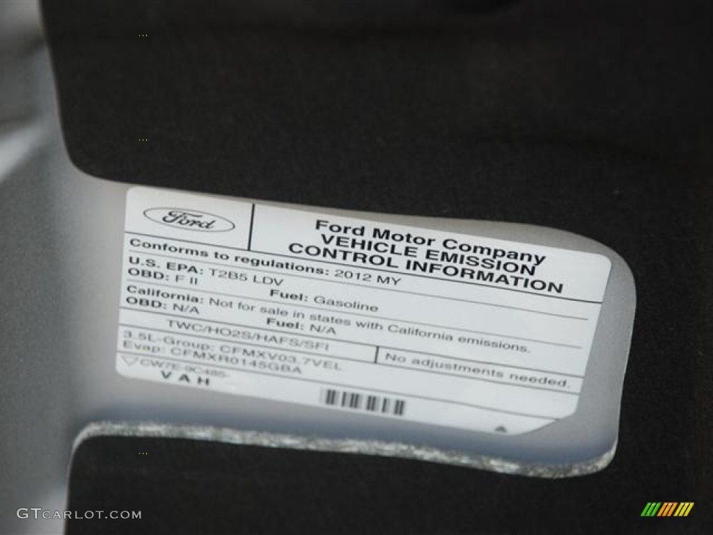 2012 Ford Taurus SE Info Tag Photo #58696708