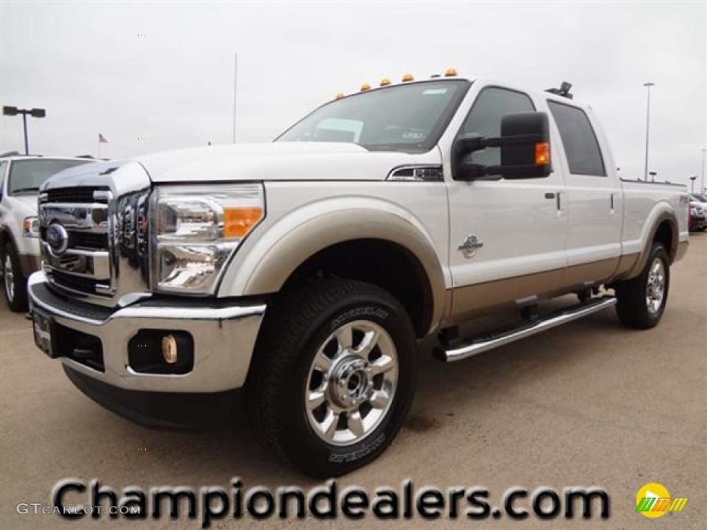 2012 F250 Super Duty Lariat Crew Cab 4x4 - White Platinum Metallic Tri-Coat / Adobe photo #1