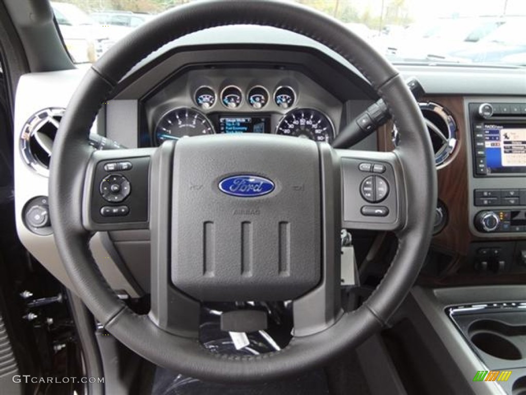 2012 Ford F250 Super Duty Lariat Crew Cab 4x4 Black Steering Wheel Photo #58698362