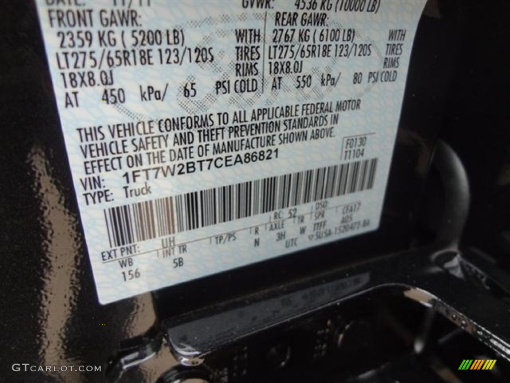 2012 F250 Super Duty Color Code UH for Tuxedo Black Metallic Photo #58698398