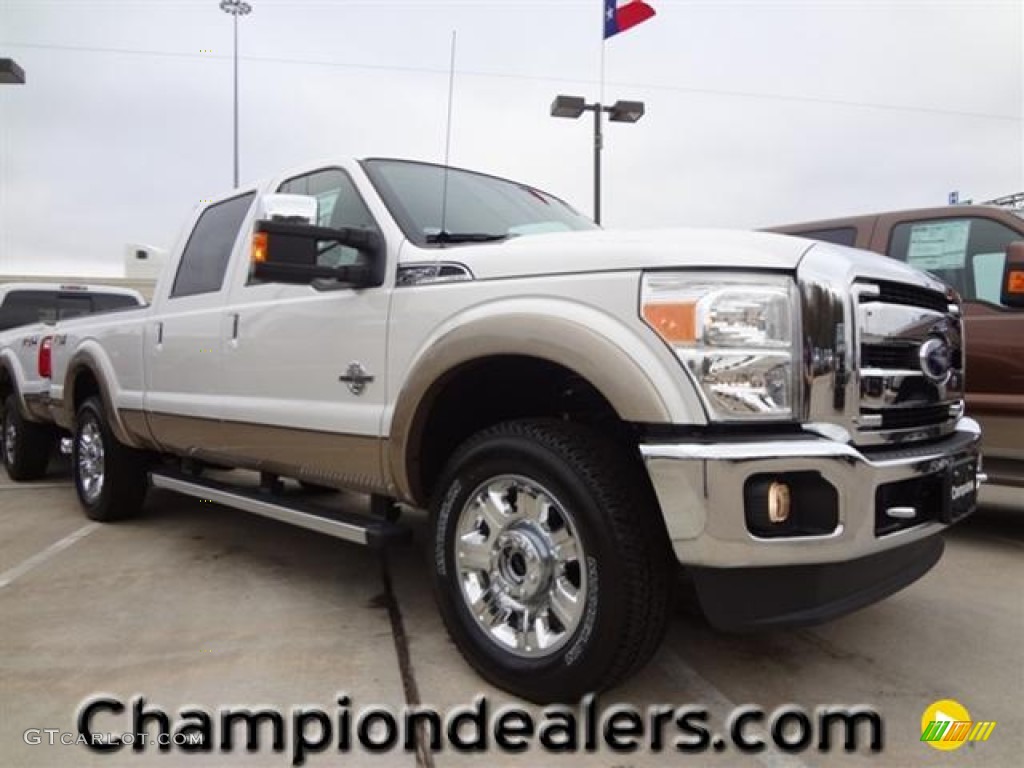2012 F250 Super Duty Lariat Crew Cab 4x4 - White Platinum Metallic Tri-Coat / Adobe photo #1