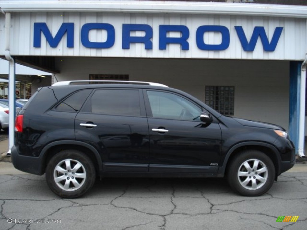 2011 Sorento LX V6 AWD - Ebony Black / Black photo #1