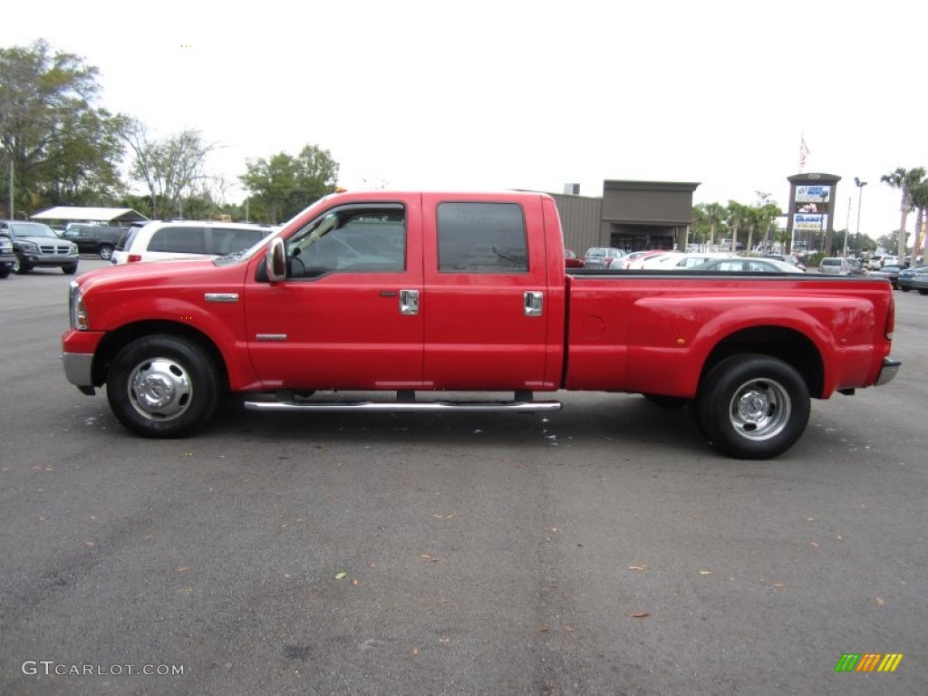 2006 F350 Super Duty Lariat Crew Cab Dually - Red Clearcoat / Tan photo #8