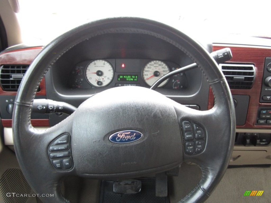 2006 Ford F350 Super Duty Lariat Crew Cab Dually Tan Steering Wheel Photo #58728897