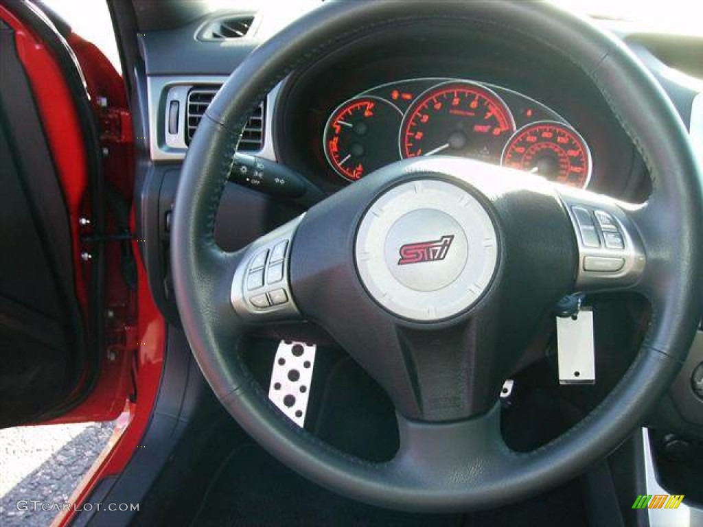 2008 Subaru Impreza WRX STi Carbon Black/Graphite Gray Alcantara Steering Wheel Photo #58732641