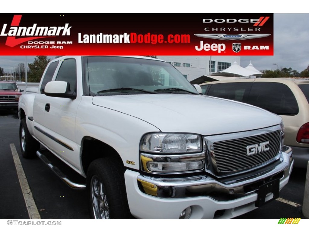 2003 Sierra 1500 SLT Extended Cab 4x4 - Summit White / Dark Pewter photo #1